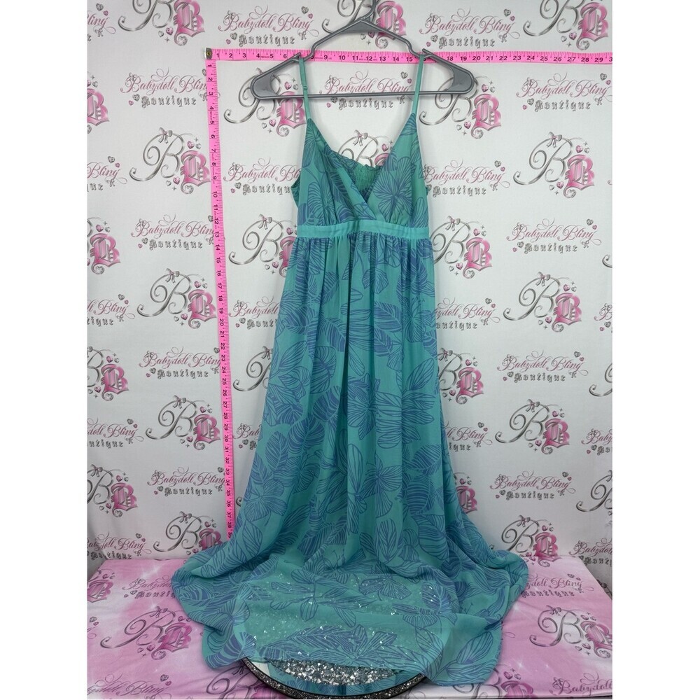 La Vie En Rose Teal and Blue Shell-Print Dress